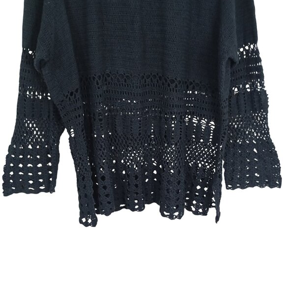 Venezia Jeans Crochet Knit Tunic Top 26/28 Plus Size Boho Bell Sleeves Womens - Picture 6 of 8